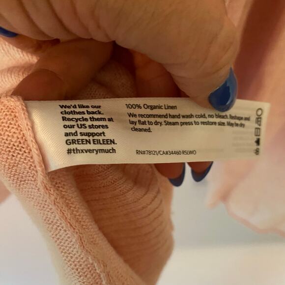 Eileen Fisher Women's Medium Light Pink 100% Linen Lightweight Crewneck Sweater - Picture 6 of 8